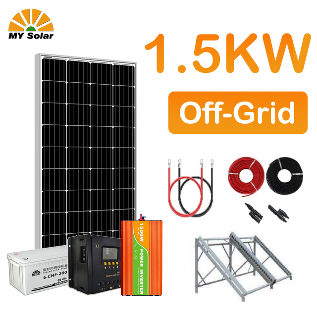 My Solar 1.5kw 1500W Kapalı Izgara Güneş Paneli Ev Kullanımı için Enerji Güç Sistemi